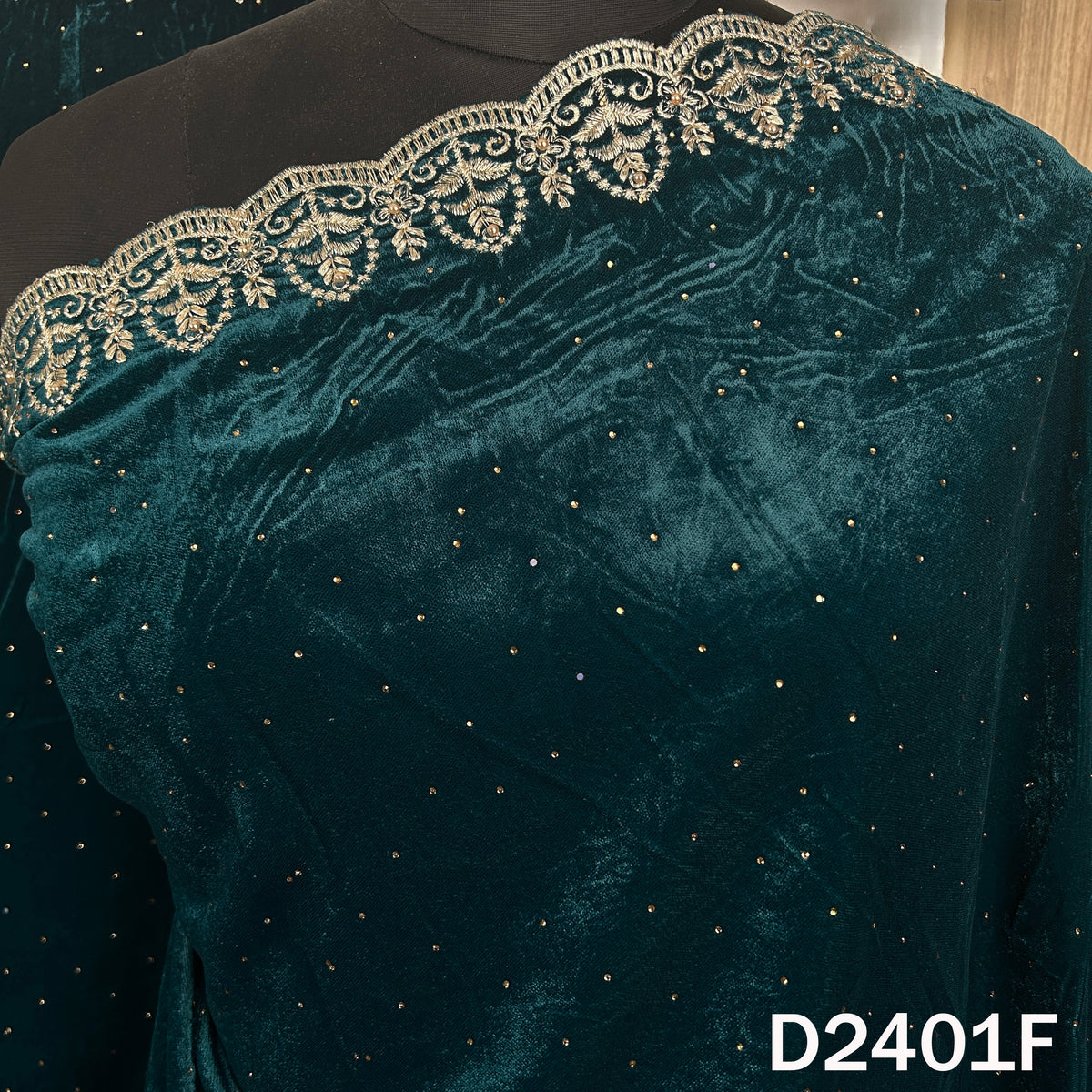 Zari Stone Work Velvet Dupatta - D2401