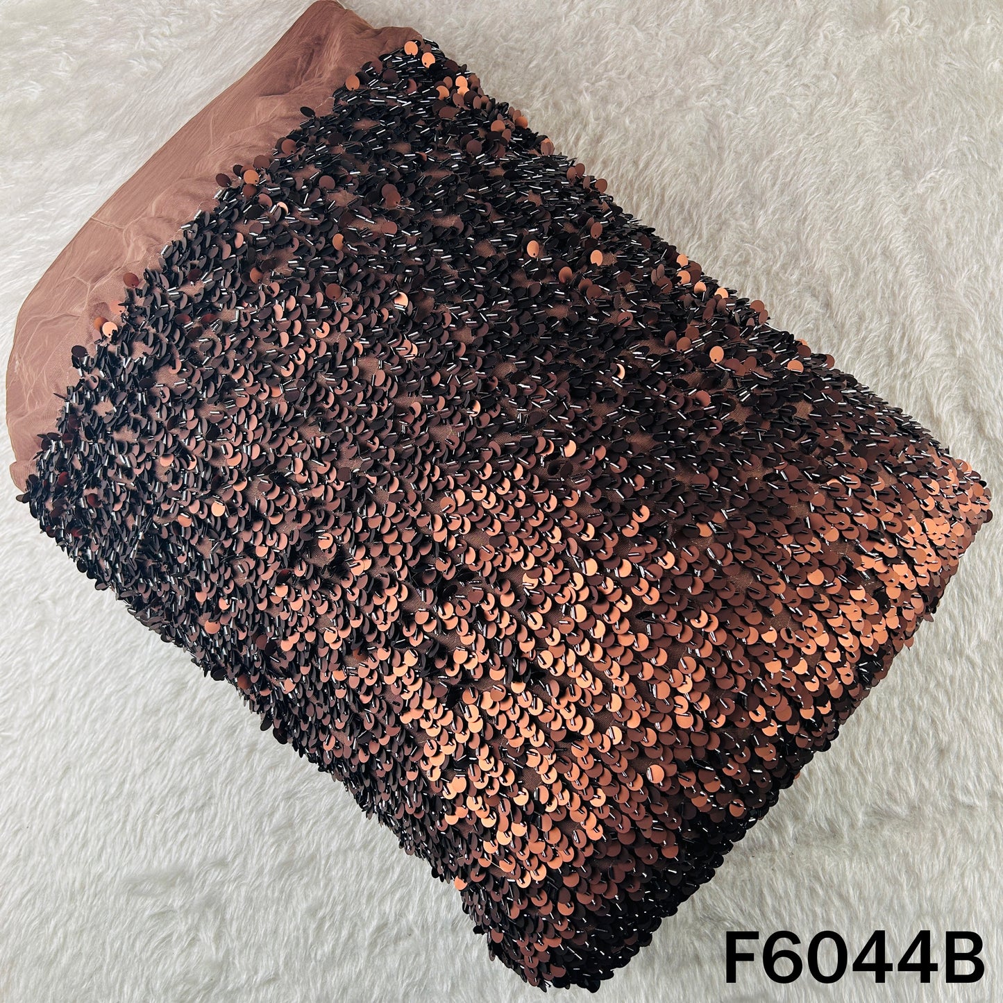 Cut Dana Sequins Embroidered Lycra Net Fabric - F6044