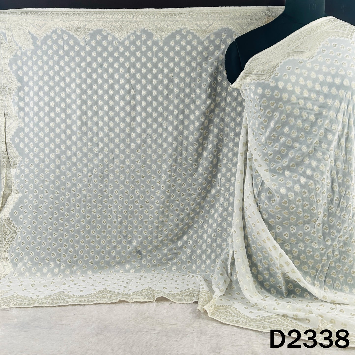 Dyeable Zari Work Georgette Dupatta - D2338