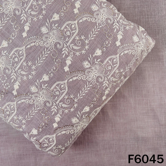 Thread Sequins Embroidered Linen Cotton Fabric - F6045
