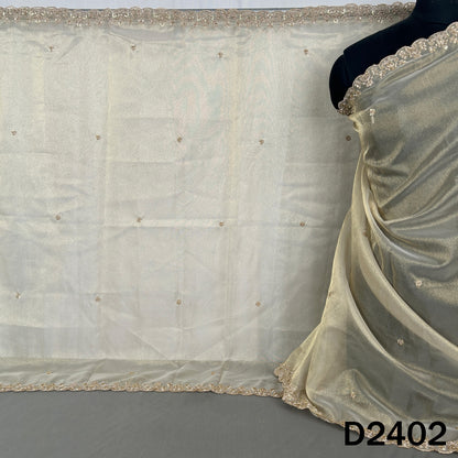 Dyeable Cut Dana Zari Sequins Work Tissue Dupatta - D2402