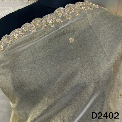 Dyeable Cut Dana Zari Sequins Work Tissue Dupatta - D2402