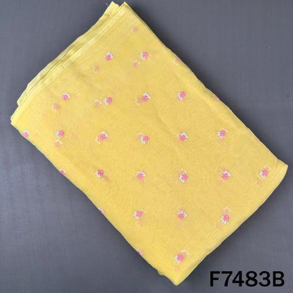 Thread Sequins Embroidered Mul Chanderi Fabric - F7483