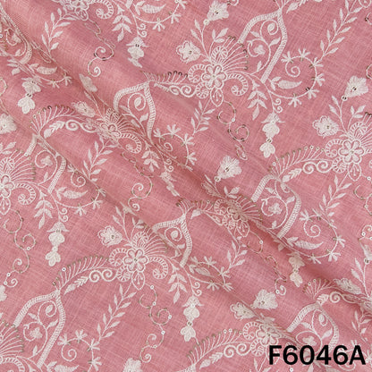 Thread Sequins Embroidered Linen Cotton Fabric - F6046