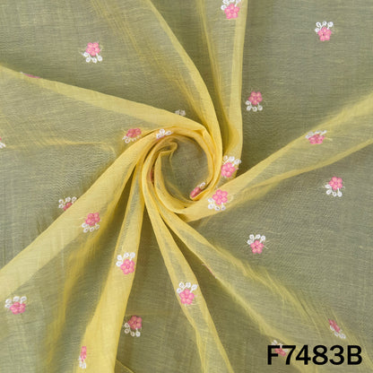 Thread Sequins Embroidered Mul Chanderi Fabric - F7483