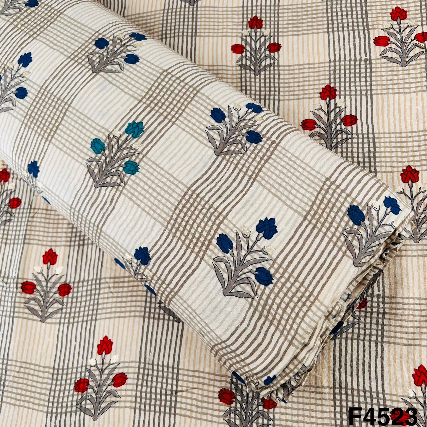 Foil Print Rayon Cotton Fabric- F4523