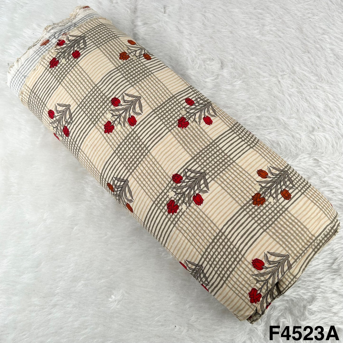 Foil Print Rayon Cotton Fabric- F4523