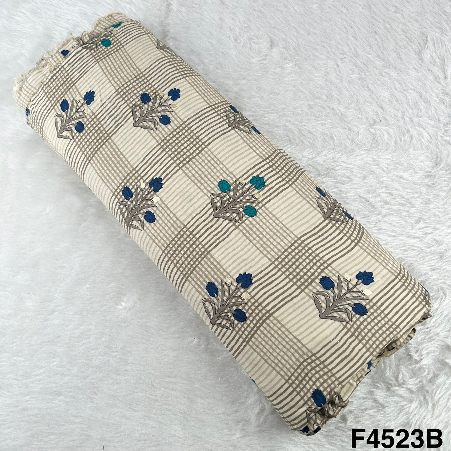 Foil Print Rayon Cotton Fabric- F4523