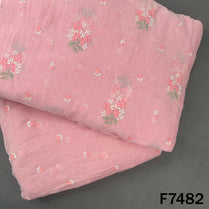 Thread Sequins Embroidered Mul Chanderi Fabric - F7482