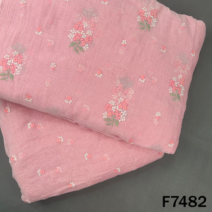 Thread Sequins Embroidered Mul Chanderi Fabric - F7482