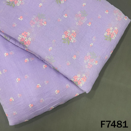 Thread Sequins Embroidered Mul Chanderi Fabric - F7481
