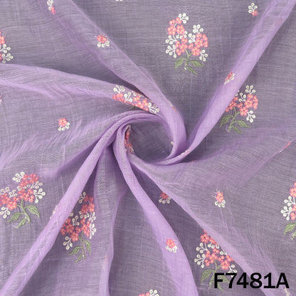 Thread Sequins Embroidered Mul Chanderi Fabric - F7481
