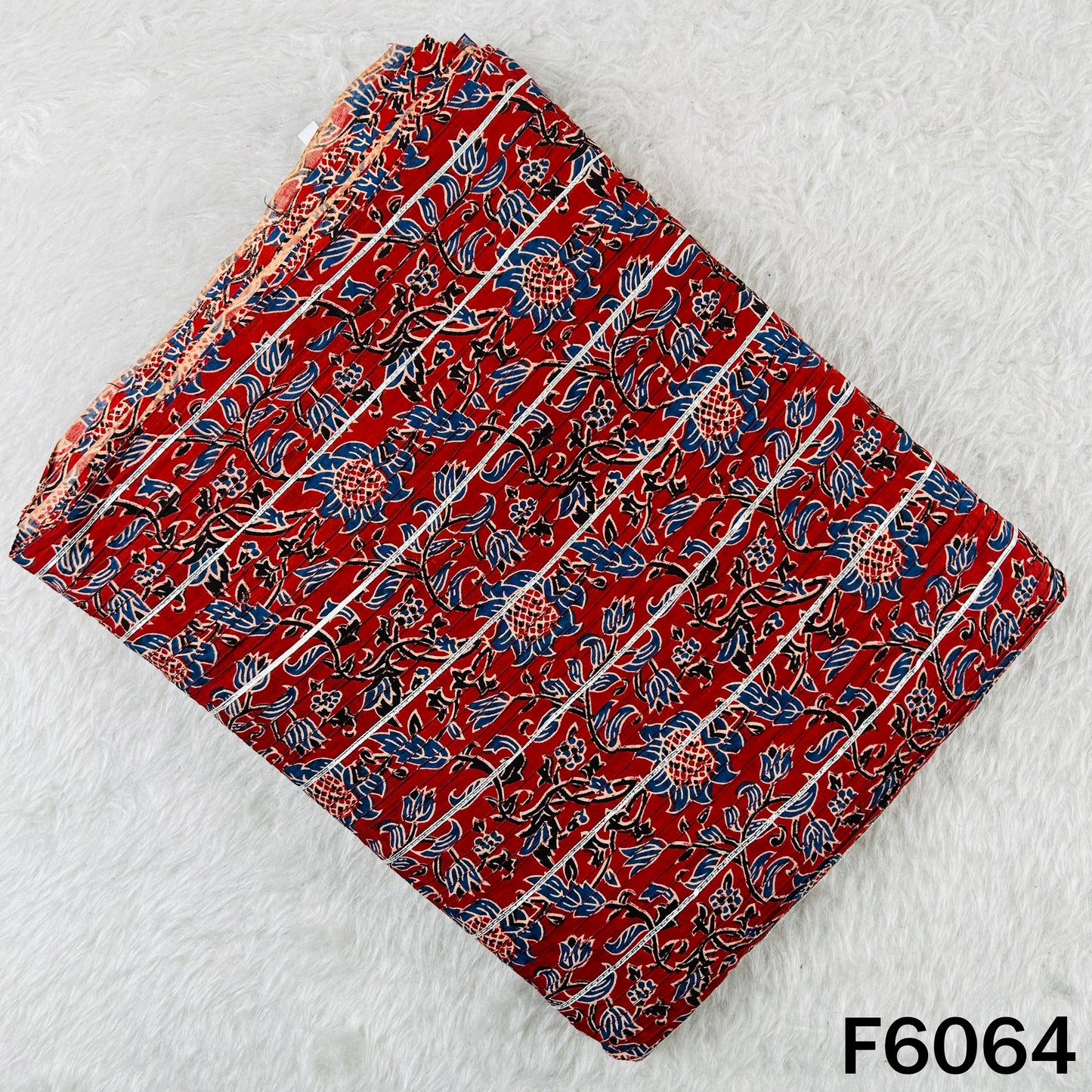 Printed Pintex Gota Patti Cotton Fabric - F6064