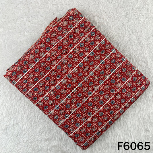 Printed Pintex Gota Patti Cotton Fabric - F6065