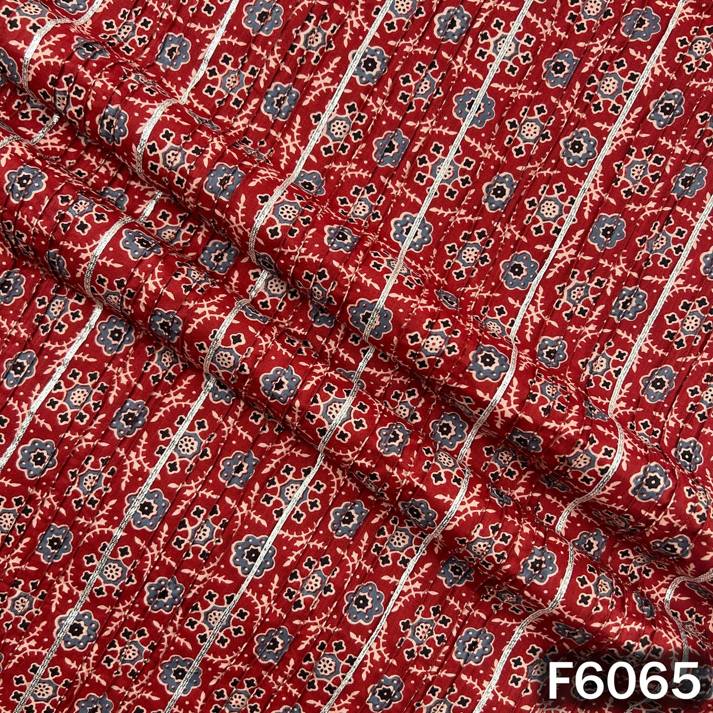 Printed Pintex Gota Patti Cotton Fabric - F6065