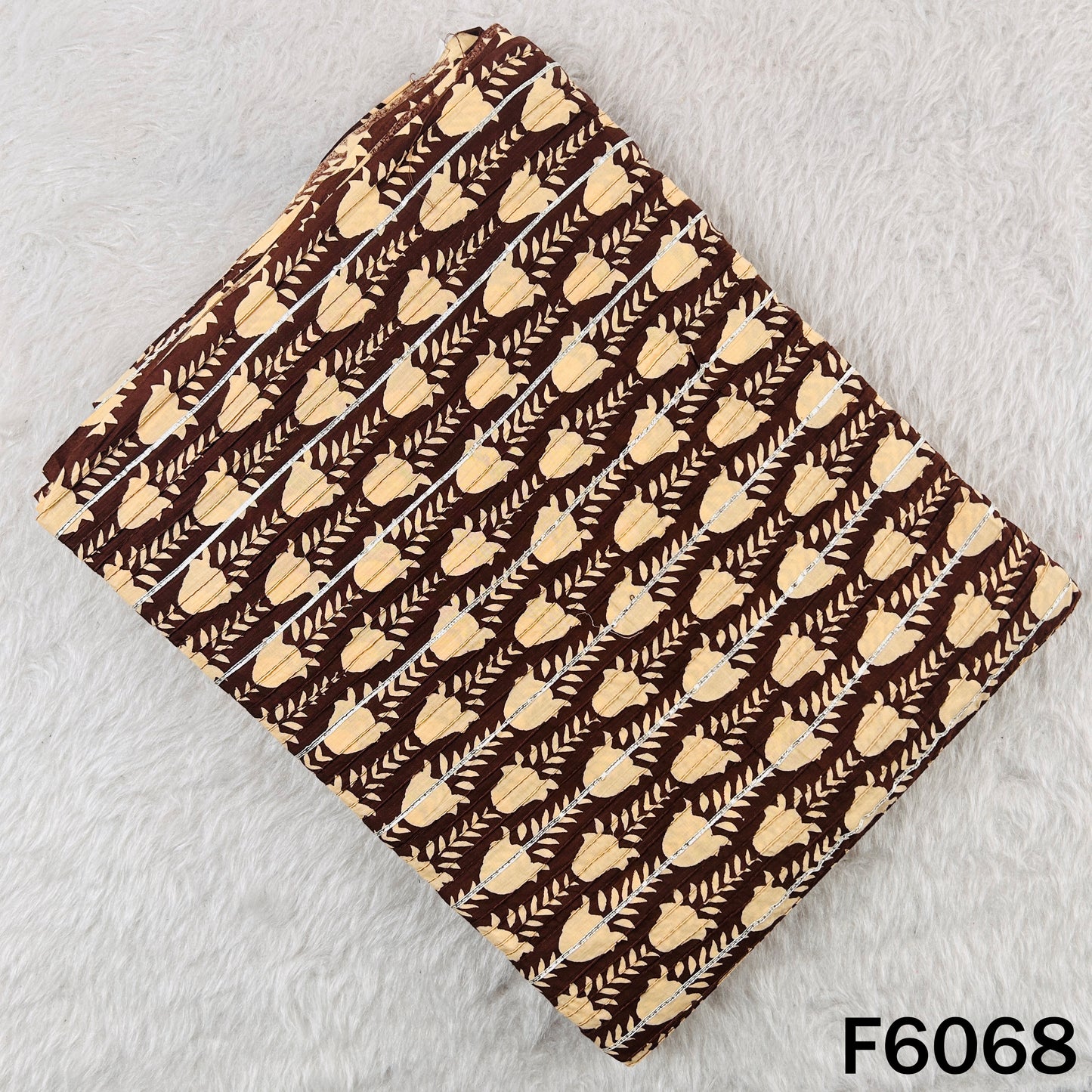 Printed Pintex Gota Patti Cotton Fabric - F6068