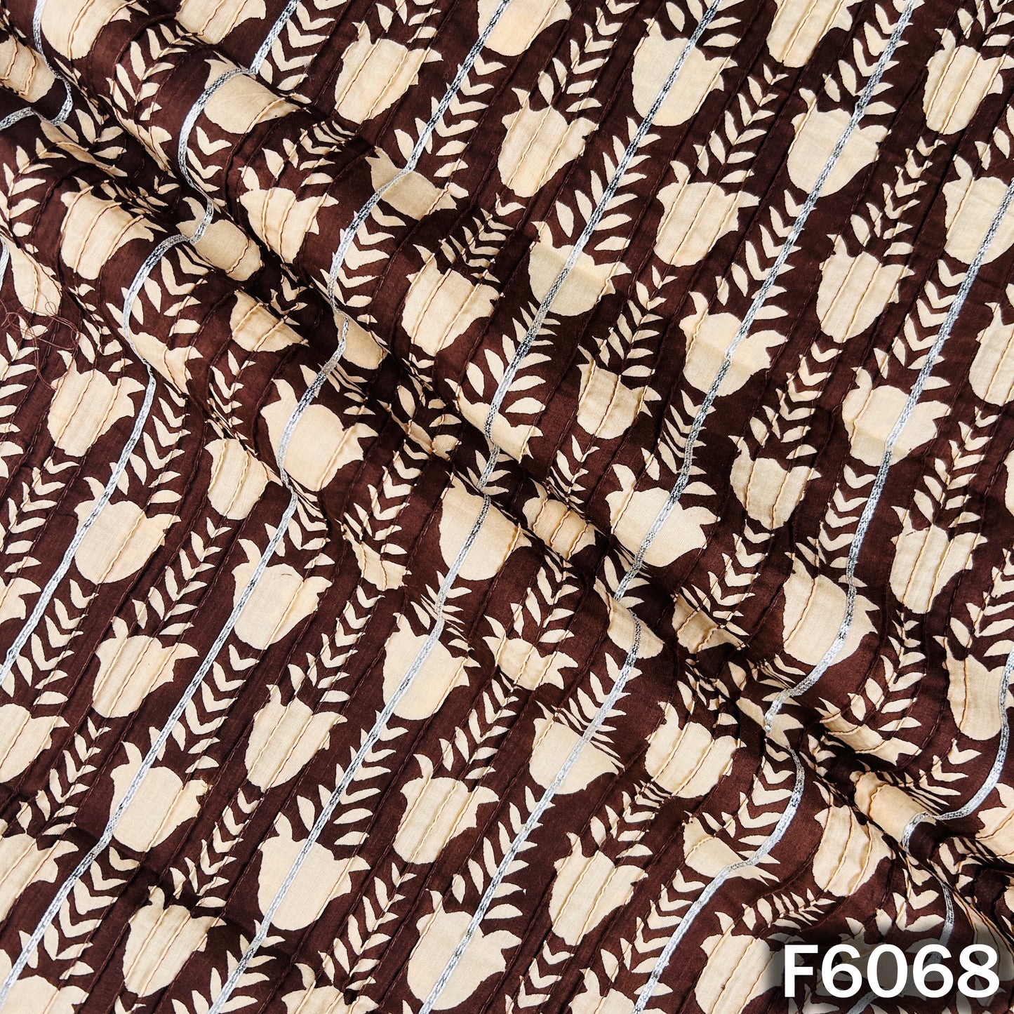 Printed Pintex Gota Patti Cotton Fabric - F6068