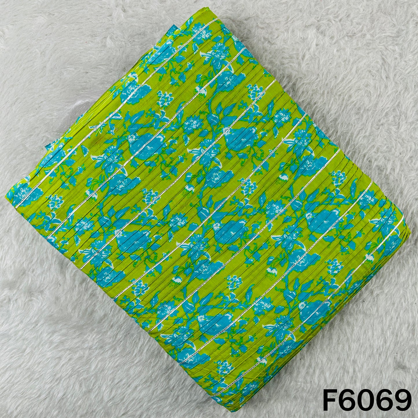 Printed Pintex Gota Patti Cotton Fabric - F6069