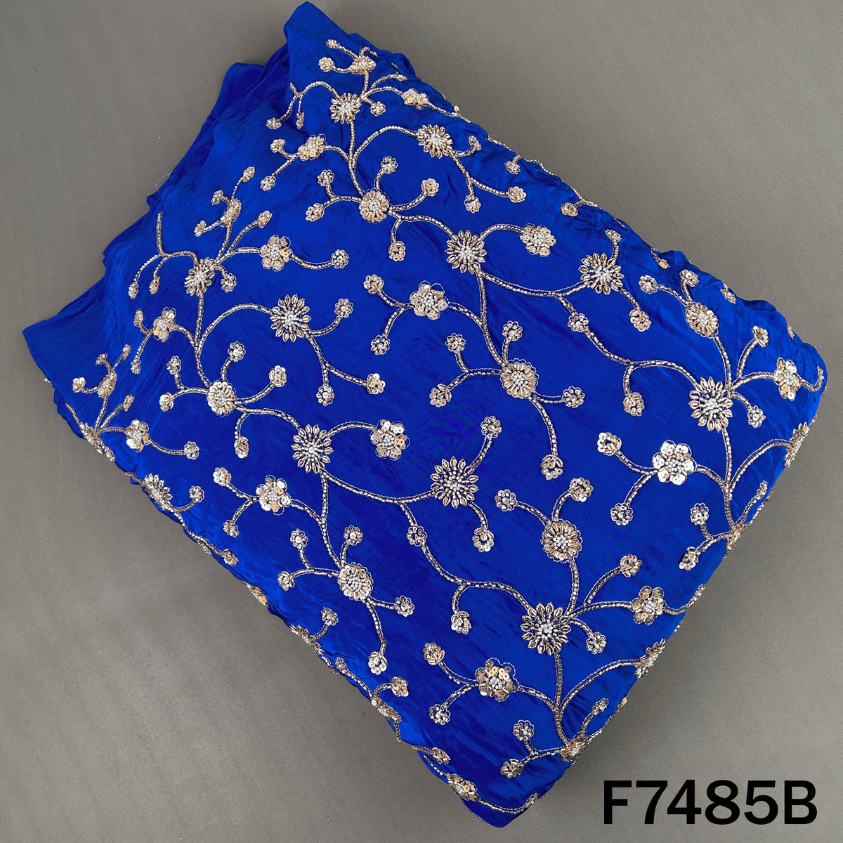 Cut Dana Zari Sequins Embroidered Crepe Fabric - F7485