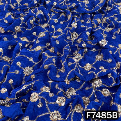 Cut Dana Zari Sequins Embroidered Crepe Fabric - F7485
