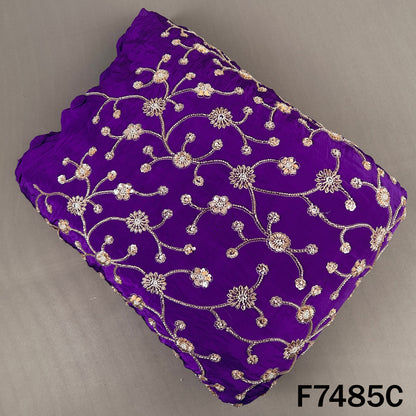 Cut Dana Zari Sequins Embroidered Crepe Fabric - F7485