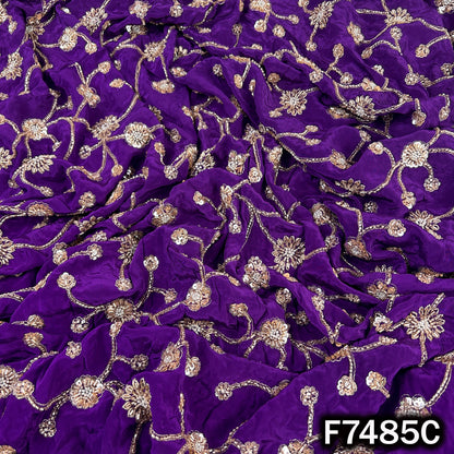 Cut Dana Zari Sequins Embroidered Crepe Fabric - F7485