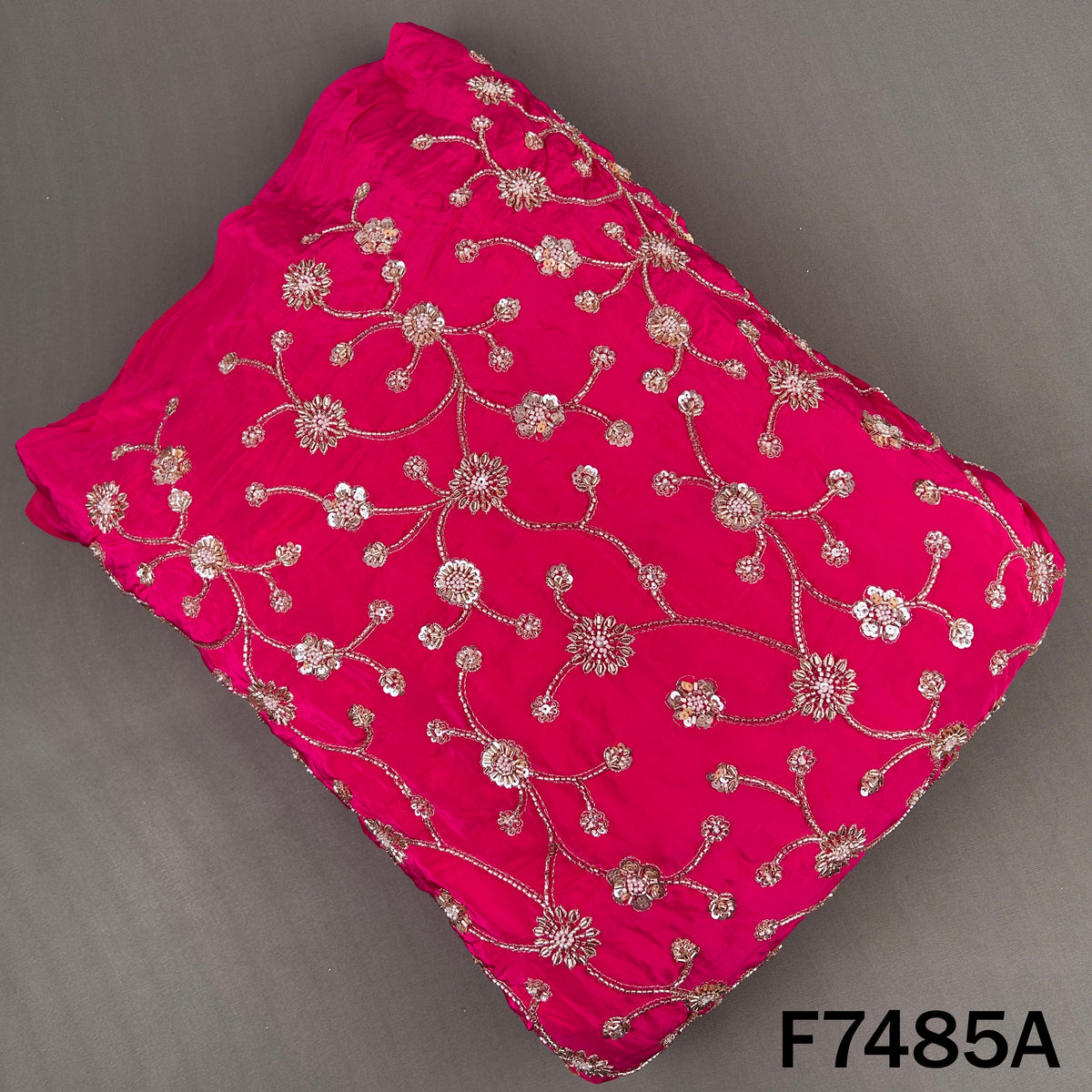Cut Dana Zari Sequins Embroidered Crepe Fabric - F7485