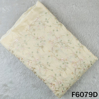 Thread Embroidered Dola Silk Fabric - F6079