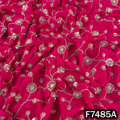 Cut Dana Zari Sequins Embroidered Crepe Fabric - F7485
