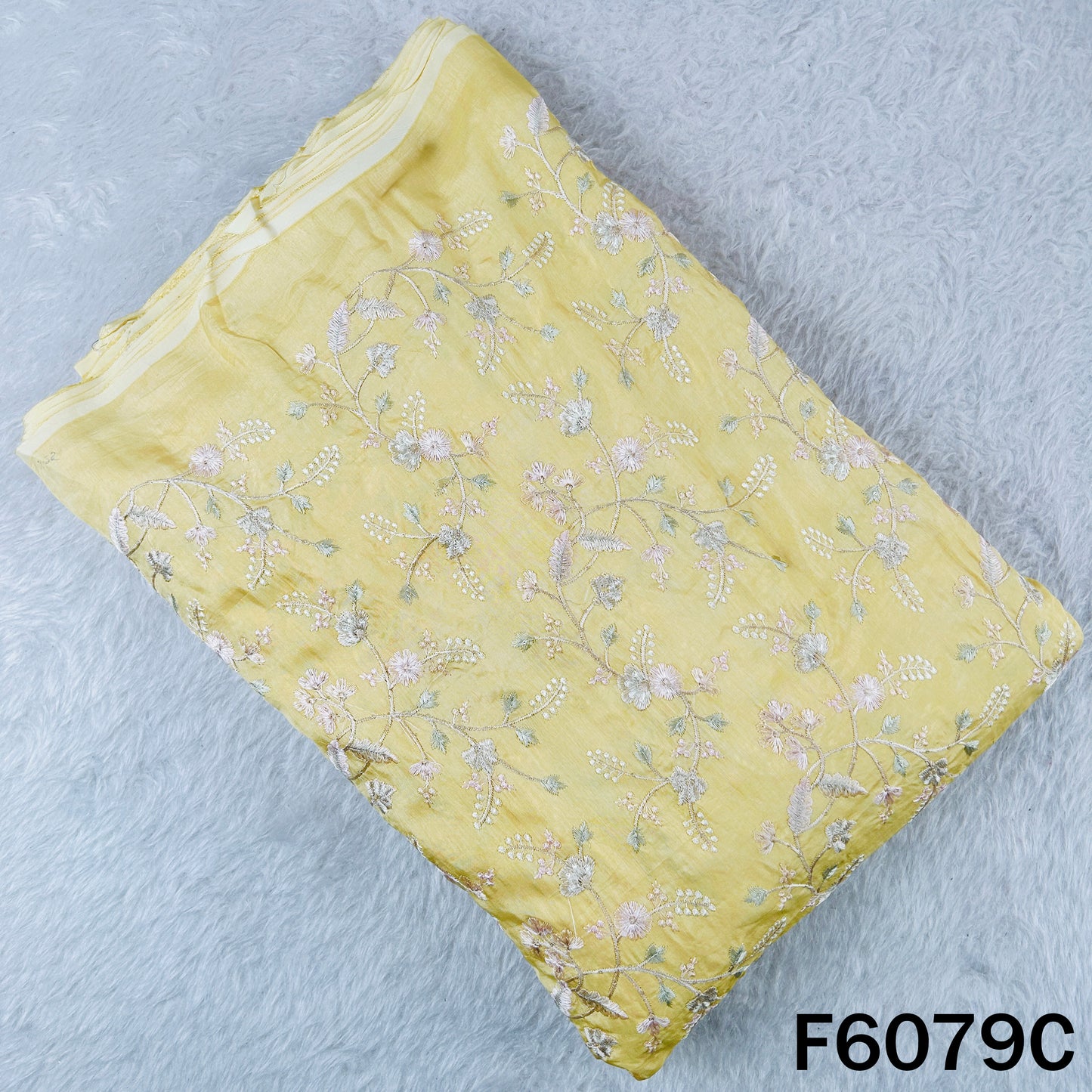 Thread Embroidered Dola Silk Fabric - F6079