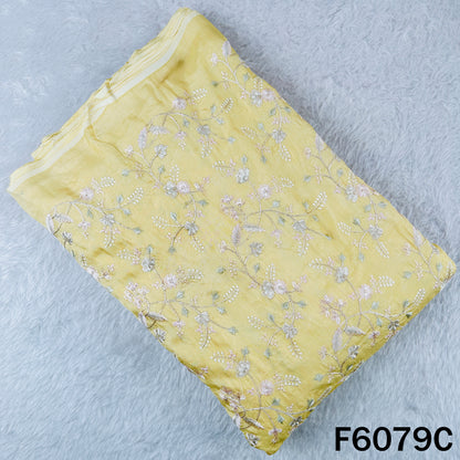 Thread Embroidered Dola Silk Fabric - F6079