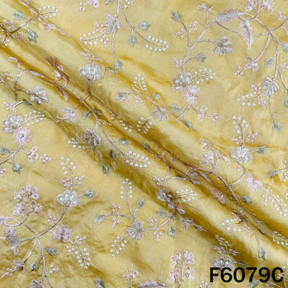 Thread Embroidered Dola Silk Fabric - F6079