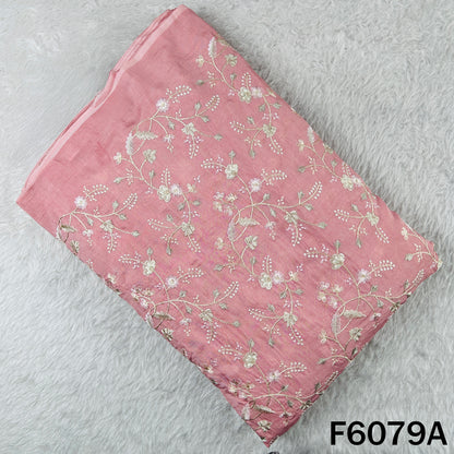 Thread Embroidered Dola Silk Fabric - F6079