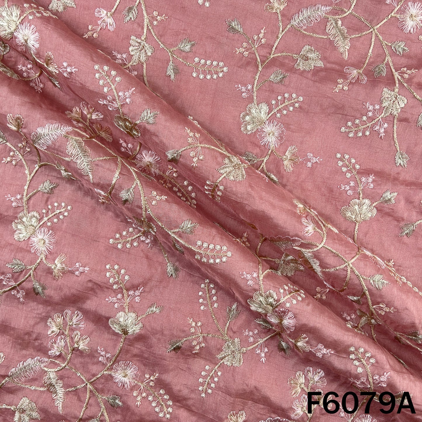 Thread Embroidered Dola Silk Fabric - F6079