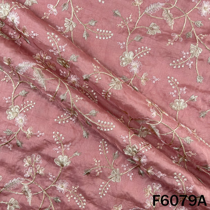 Thread Embroidered Dola Silk Fabric - F6079