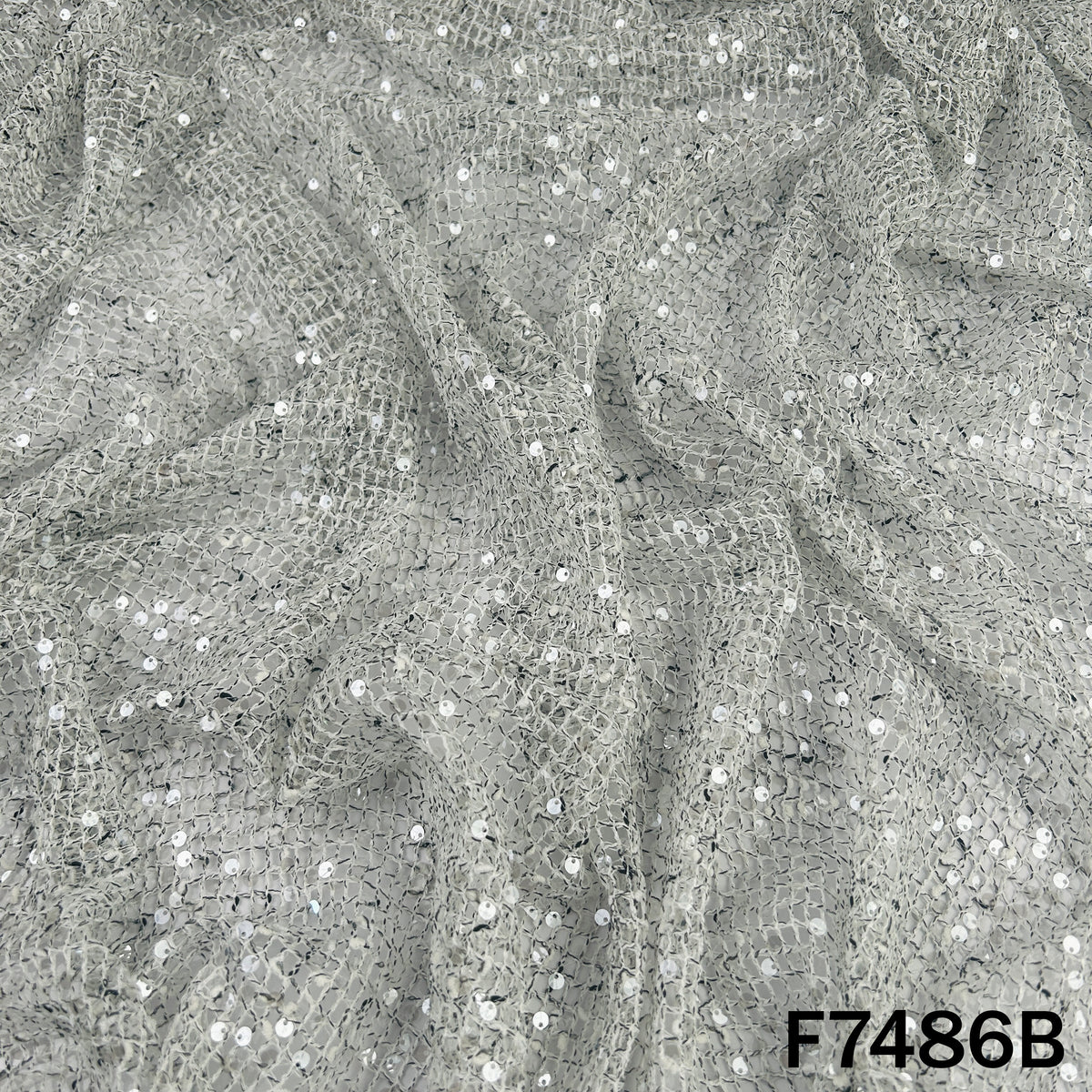 Imported Crochet Net Sequins Fabric - F7486