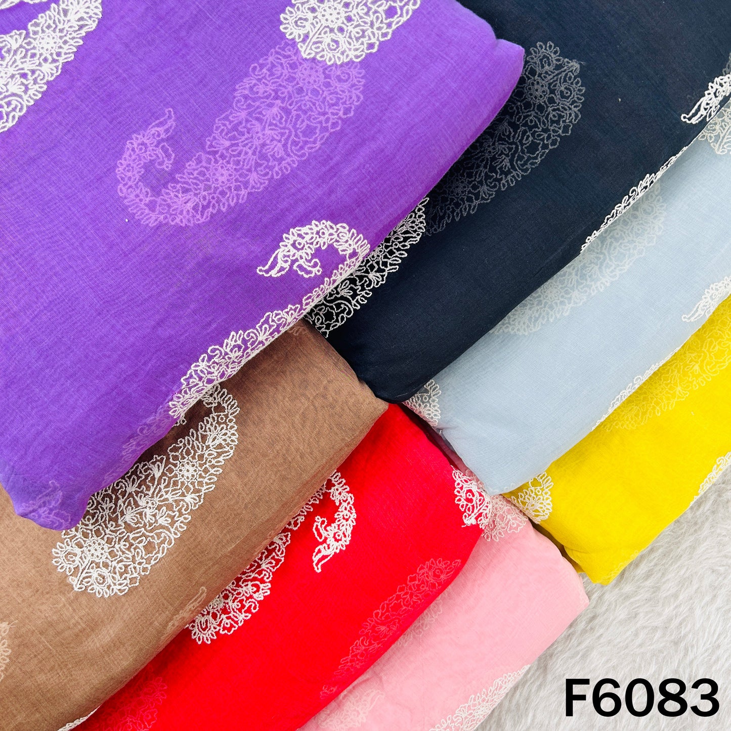 Thread Embroidered Mul Chanderi Fabric - F6083