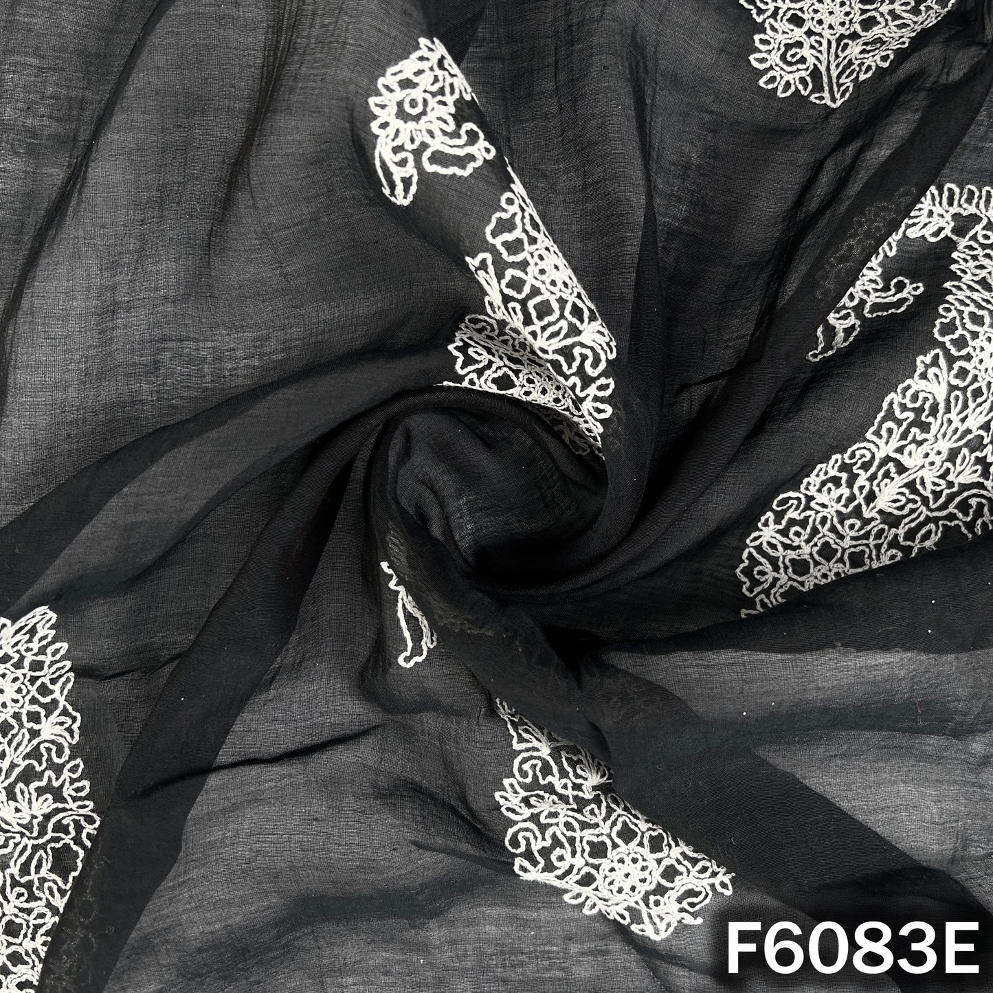 Thread Embroidered Mul Chanderi Fabric - F6083