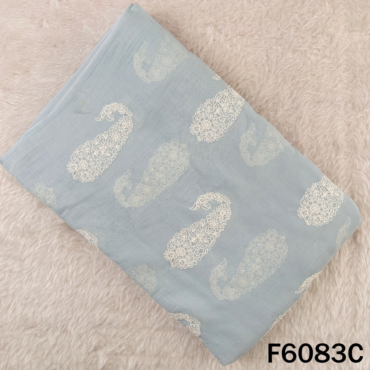 Thread Embroidered Mul Chanderi Fabric - F6083