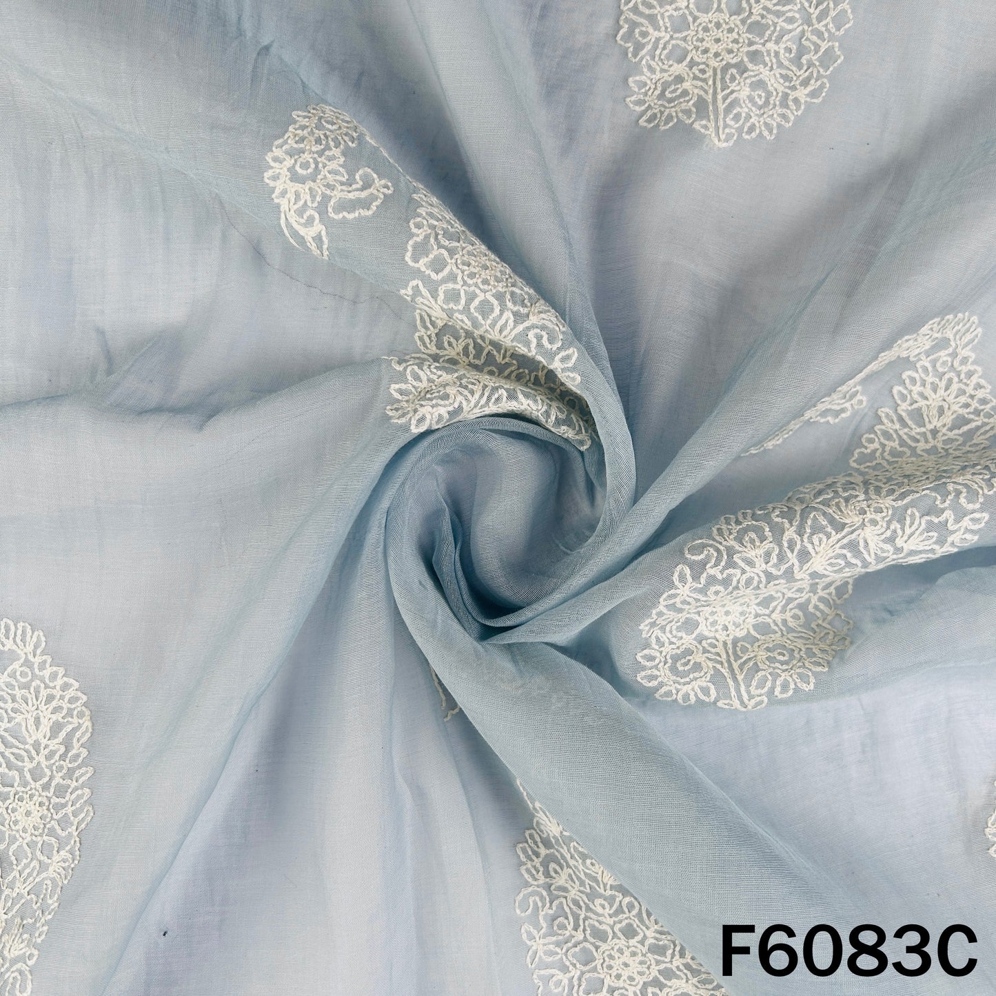 Thread Embroidered Mul Chanderi Fabric - F6083