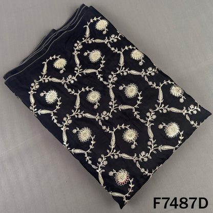 Zari Gota Patti Embroidered Upada Silk Fabric - F7487