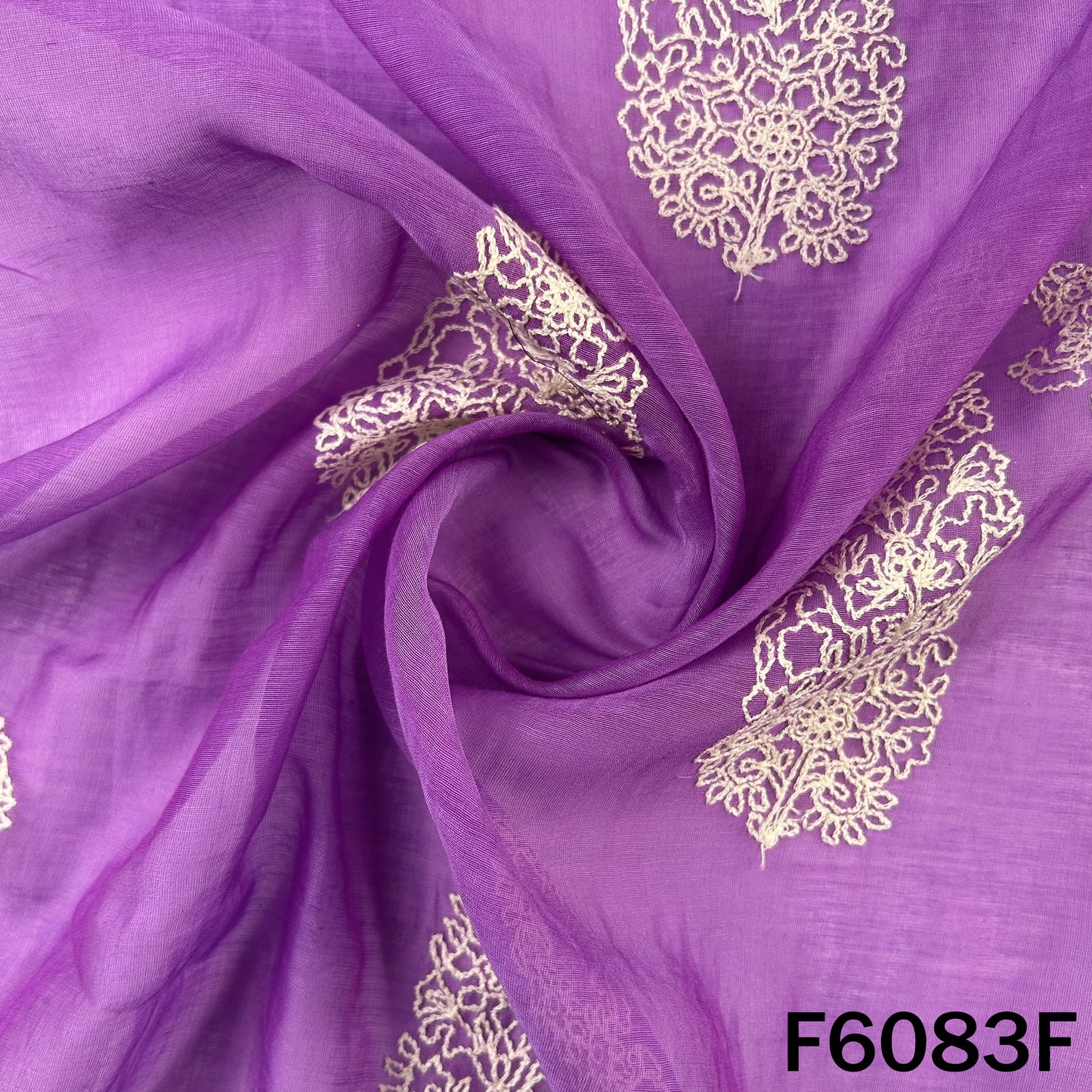 Thread Embroidered Mul Chanderi Fabric - F6083
