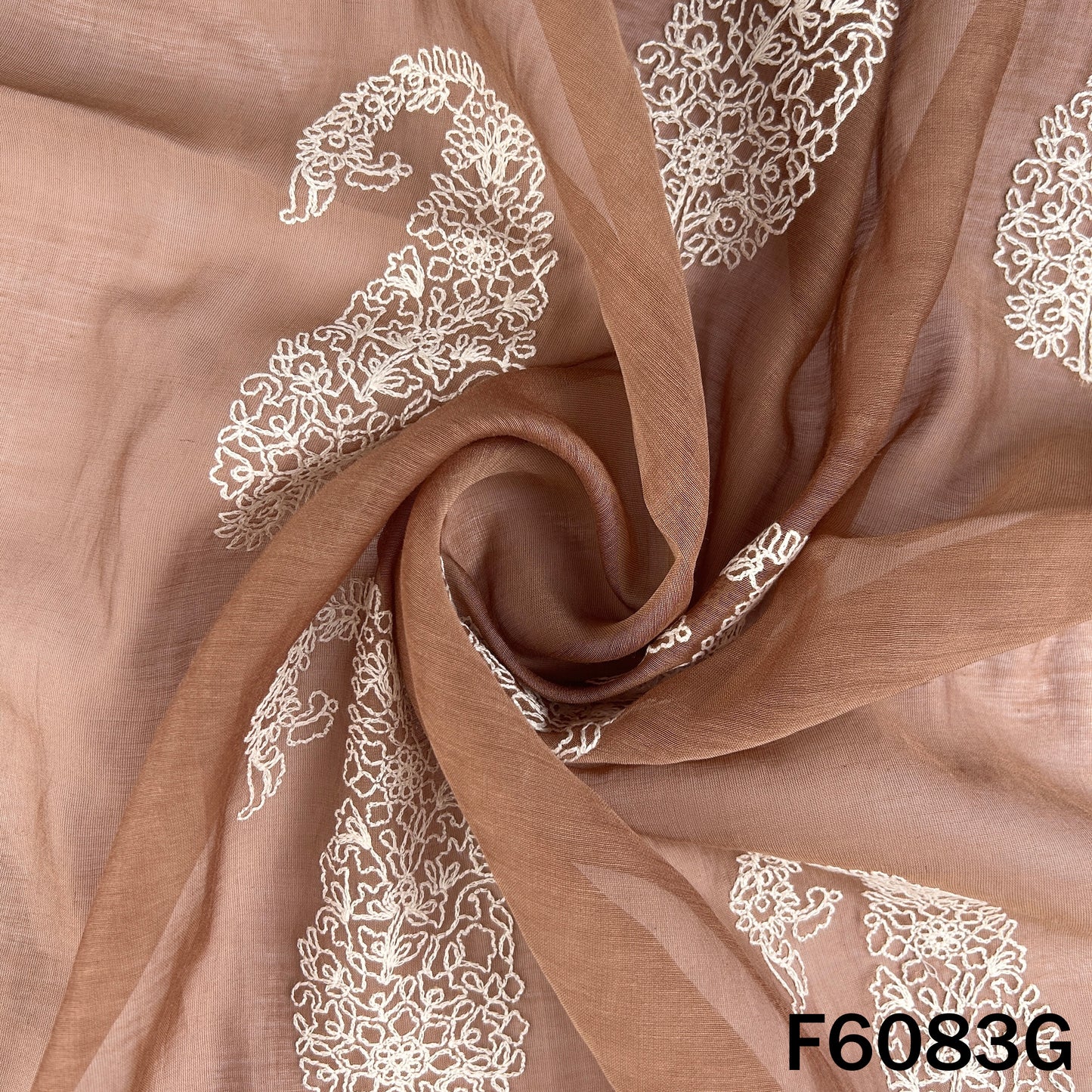Thread Embroidered Mul Chanderi Fabric - F6083