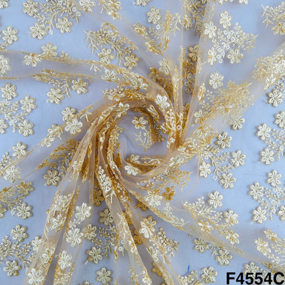 Thread Sequins Embroidered Net Fabric- F4554