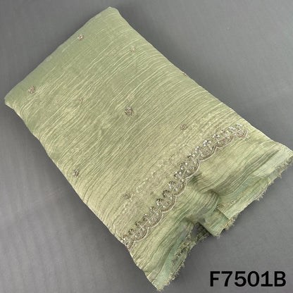 Cut Daba Zari Sequins with Pearl Work Crush Tissue Fabric - F7501