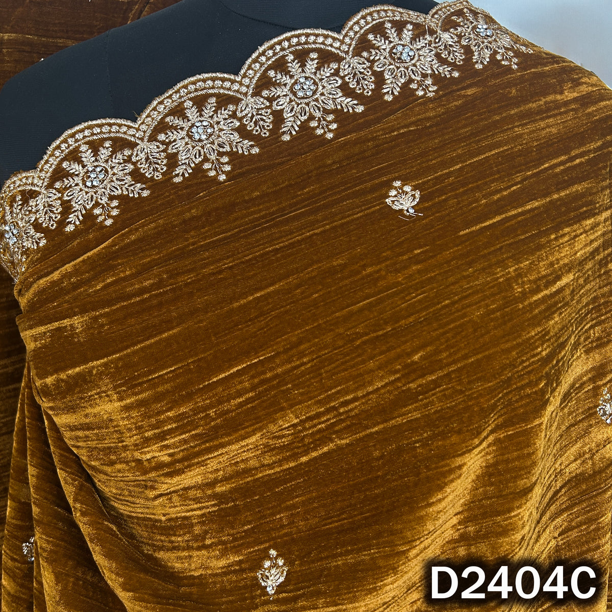 Zari Buti With Stone Work Crush Velvet Dupatta - D2404