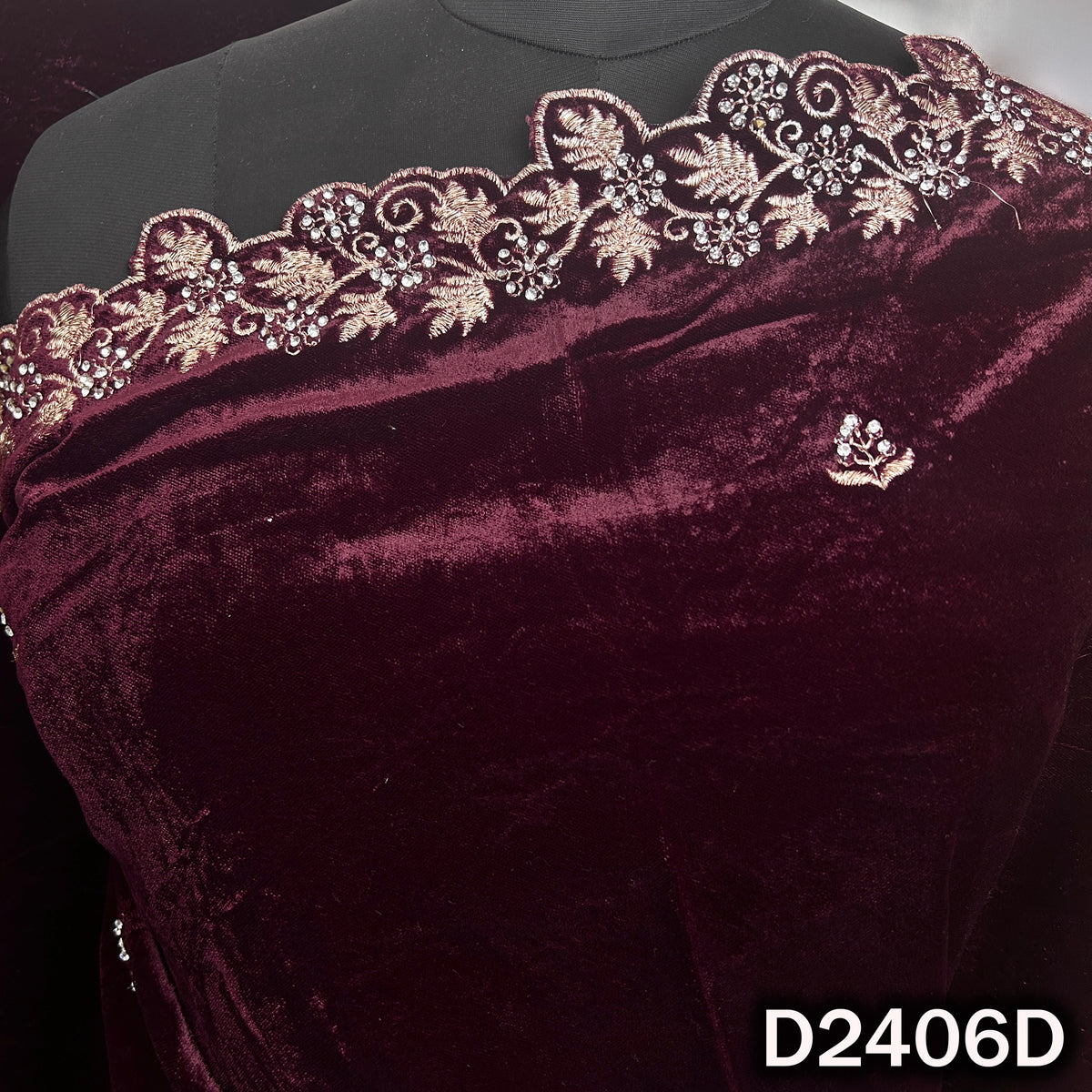 Zari Buti With Stone Work Velvet Dupatta - D2406