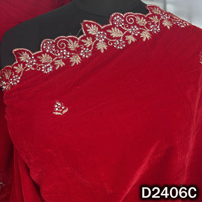Zari Buti With Stone Work Velvet Dupatta - D2406