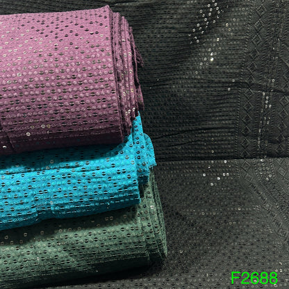 Chikankari Sequins Rayon Fabric-F2688