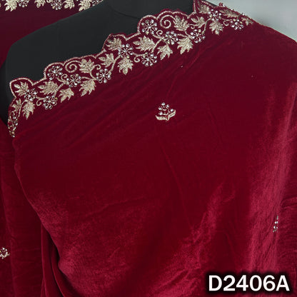 Zari Buti With Stone Work Velvet Dupatta - D2406